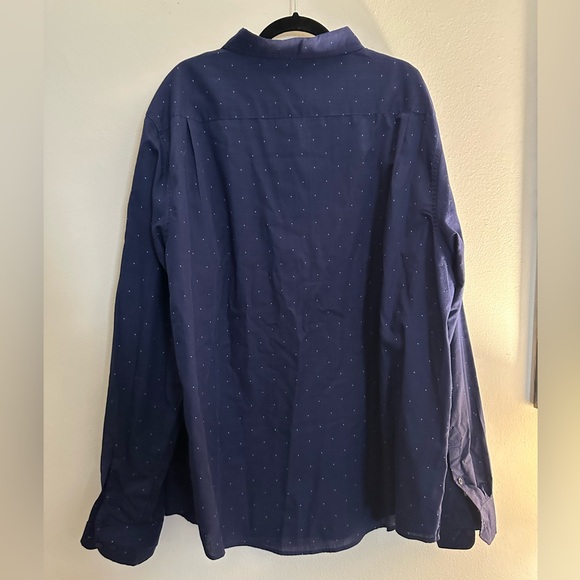 Haggar men’s navy with with light blue polka dot button cup shirt size 3xlt. Euc - Picture 4 of 5